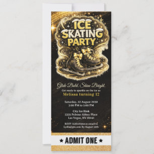 Invitation Billet d'anniversaire de patinage sur glace à pail