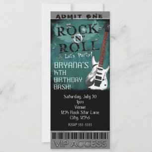 Invitation Billet d'anniversaire de star du Glam Rock VIP