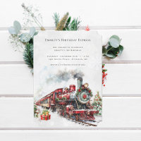 Billet d'anniversaire de train de Noël vintage