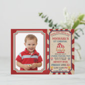 Invitation Billet d'anniversaire du Carnaval de Cirque Retro (Debout devant)