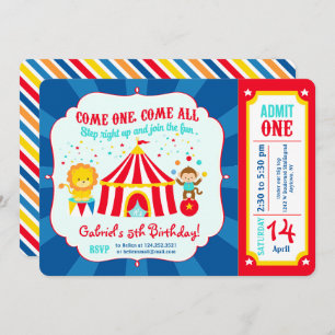 Invitation Billet d'anniversaire du Carnaval du Cirque