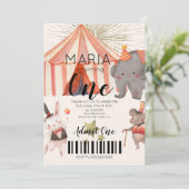 Invitation Billet d'anniversaire du cirque (Debout devant)