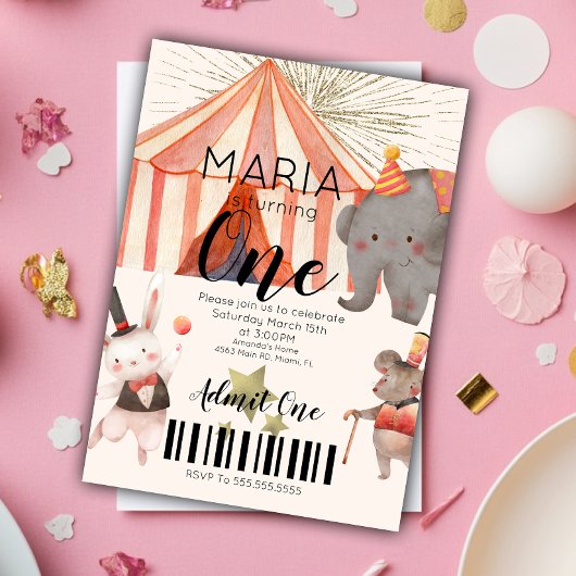 Invitation Billet d'anniversaire du cirque