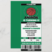 Invitation Billet d'anniversaire du fan de basket-ball person (Devant / Derrière)