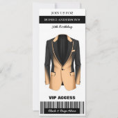 Invitation Billet d'anniversaire en beige noir Tuxedo Invitat (Devant)