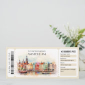 Invitation Billet d'avion Editable Amsterdam Boarding Pass (Debout devant)