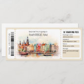 Invitation Billet d'avion Editable Amsterdam Boarding Pass (Devant / Derrière)