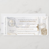 Invitation Billet d'Avion Fleurs Mariage de Destination (Devant)