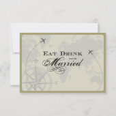 Invitation Billet d'avion Réponse au mariage (Dos)