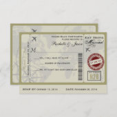 Invitation Billet d'avion Réponse au mariage (Devant / Derrière)