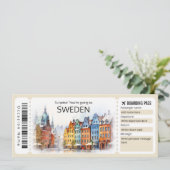 Invitation Billet d'avion Suède modifiable, Voyage Suède (Debout devant)