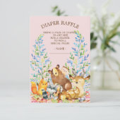 Invitation Billet de Baby shower à rabat pour filles de bois (Debout devant)