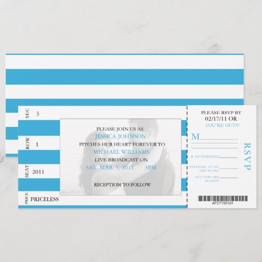 Invitation Billet de base-ball (Devant / Derrière)