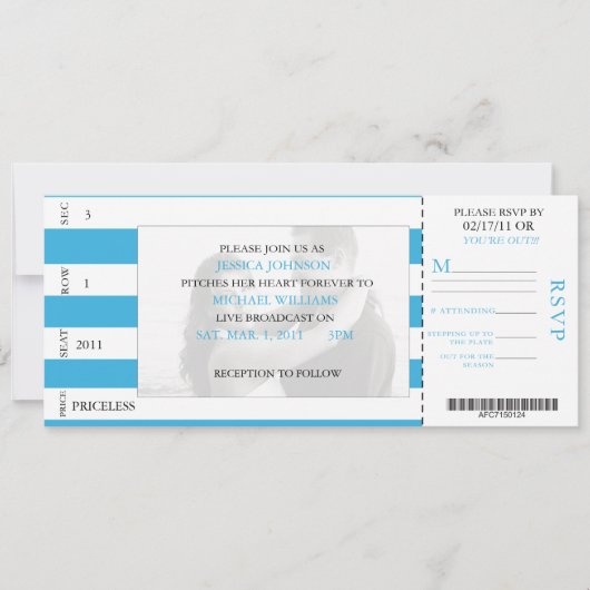 Invitation Billet de base-ball (Devant)