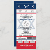 Invitation Billet de base-ball Red and Blue Bar Mitzvah (Devant / Derrière)