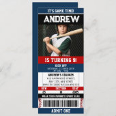 Invitation Billet de base-ball sport personnel Anniversaire a (Devant / Derrière)