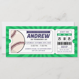 Invitation Billet de baseball anniversaire Rookie de l'année