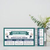 Invitation Billet de baseball Baby shower, Bleu, Vert (Debout devant)