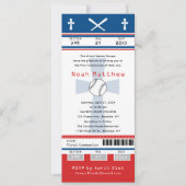 Invitation Billet de baseball Blue Red First Communion (Devant)