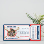 Invitation Billet de baseball de la recrue de l'année Anniver (Debout devant)