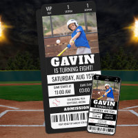 Billet de baseball personnalisé fête d'anniversair