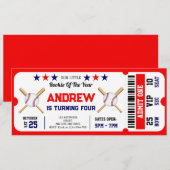 Invitation Billet de baseball personnel Sport d'anniversaire (Devant / Derrière)