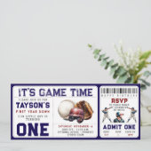 Invitation Billet de baseball première année bas 1er annivers (Debout devant)