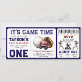 Invitation Billet de baseball première année bas 1er annivers (Devant)