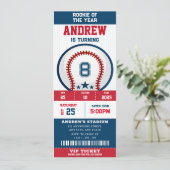 Invitation Billet de baseball Recrue de l'année anniversaire (Debout devant)