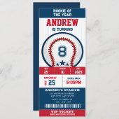 Invitation Billet de baseball Recrue de l'année anniversaire (Devant / Derrière)