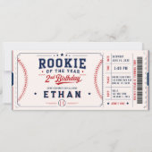 Invitation Billet de baseball Recrue de l'année pour un 2e an (Devant)