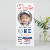 Invitation Billet de baseball Rookie Fun Photo Boy 1er annive (Debout devant)