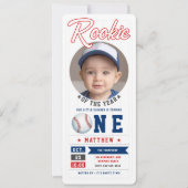 Invitation Billet de baseball Rookie Fun Photo Boy 1er annive (Devant)