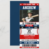 Invitation Billet de baseball Sport Anniversaire avec photo p (Devant / Derrière)