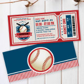 Invitation Billet de baseball Vintage rouge Anniversaire