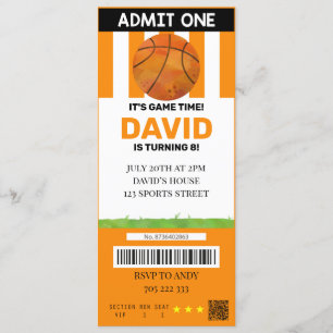 Invitation Billet de basket-ball Anniversaire Boy Sport Party