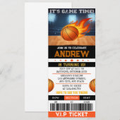 Invitation Billet de basket-ball personnel moderne Anniversai (Devant / Derrière)