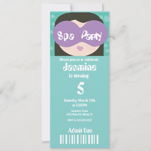 Invitation Billet de beauté de Spa Style d'anniversaire (Devant)