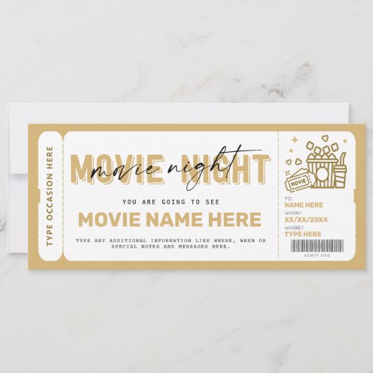 Invitation Billet de billet de nuit surprise Movie Coupon (Devant)