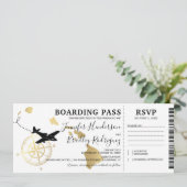 Invitation Billet de boarding Destination Mariage Hawaï (Debout devant)