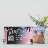 Invitation Billet de boarding pass Code QR pour Save the Date (Debout devant)