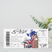 Invitation Billet de boarding pass Londres Enregistrez la dat (Debout devant)