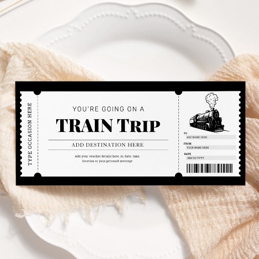 Invitation Billet de boarding pour voyage en train cadeau