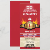 Invitation Billet de boxe Premier Knockout pour une fête d'an (Devant / Derrière)