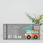 Invitation Billet de bus de fête de Bachelor Orange (Debout devant)