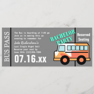 Invitation Billet de bus de soirée de célibataire Orange