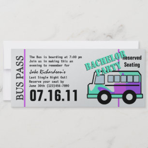 Invitation Billet de bus pour enterrement de vie de garçon