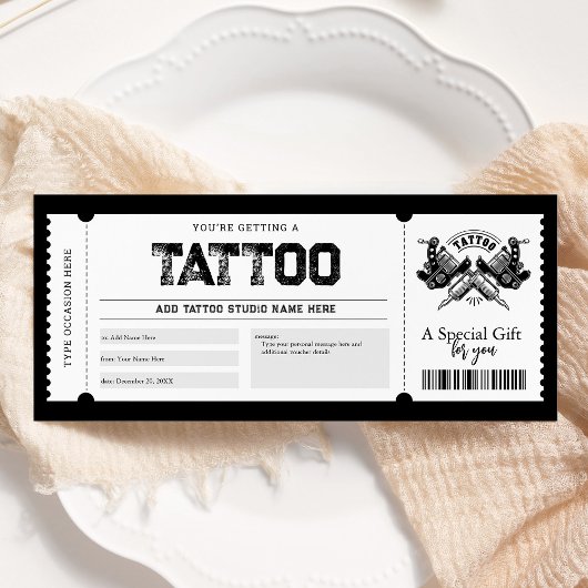 Invitation Billet de cadeau de tatouage