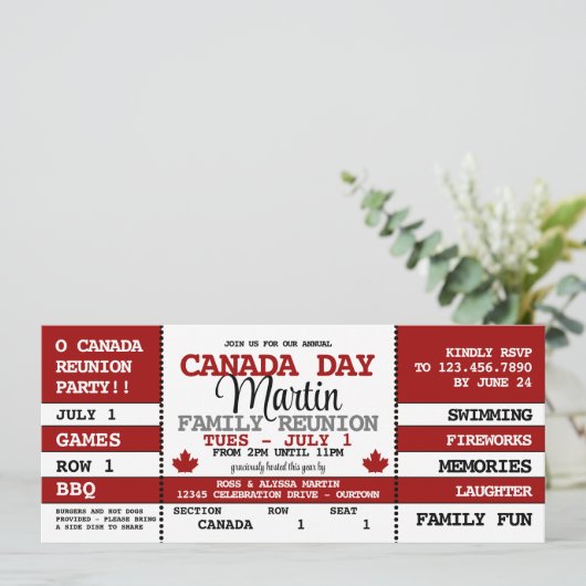 Invitation Billet de célébration de la fête du Canada pour la (Debout devant)
