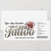 Invitation Billet de certificat-cadeau de tatouage de rose pe (Devant / Derrière)